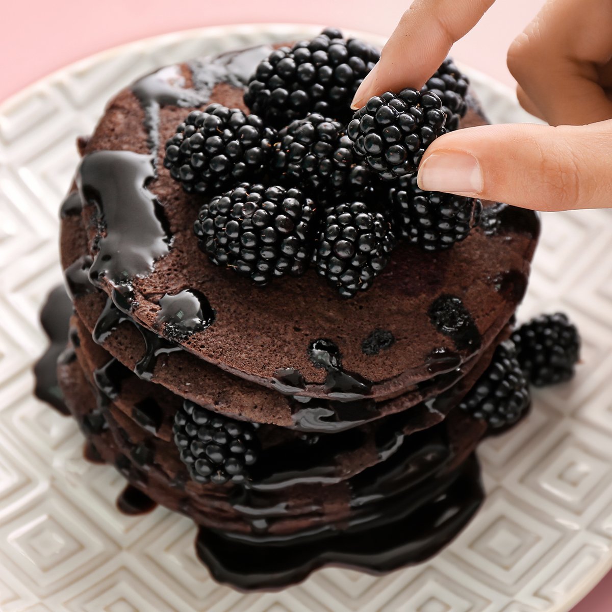 blackberry double chocolate chip pancakes