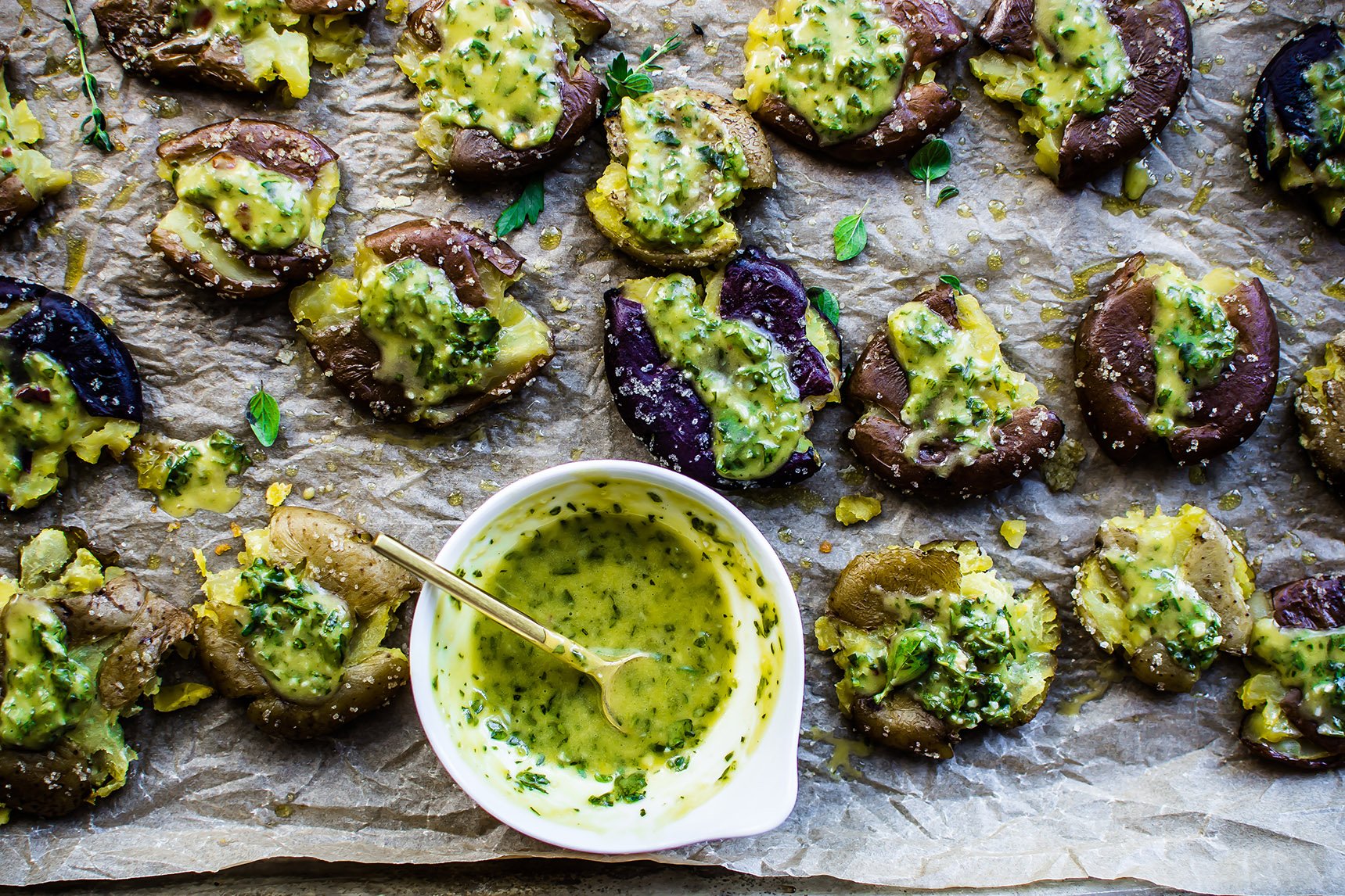 Fathers Day Menu Chimichurri Smashed Potatoes (1 of 1)