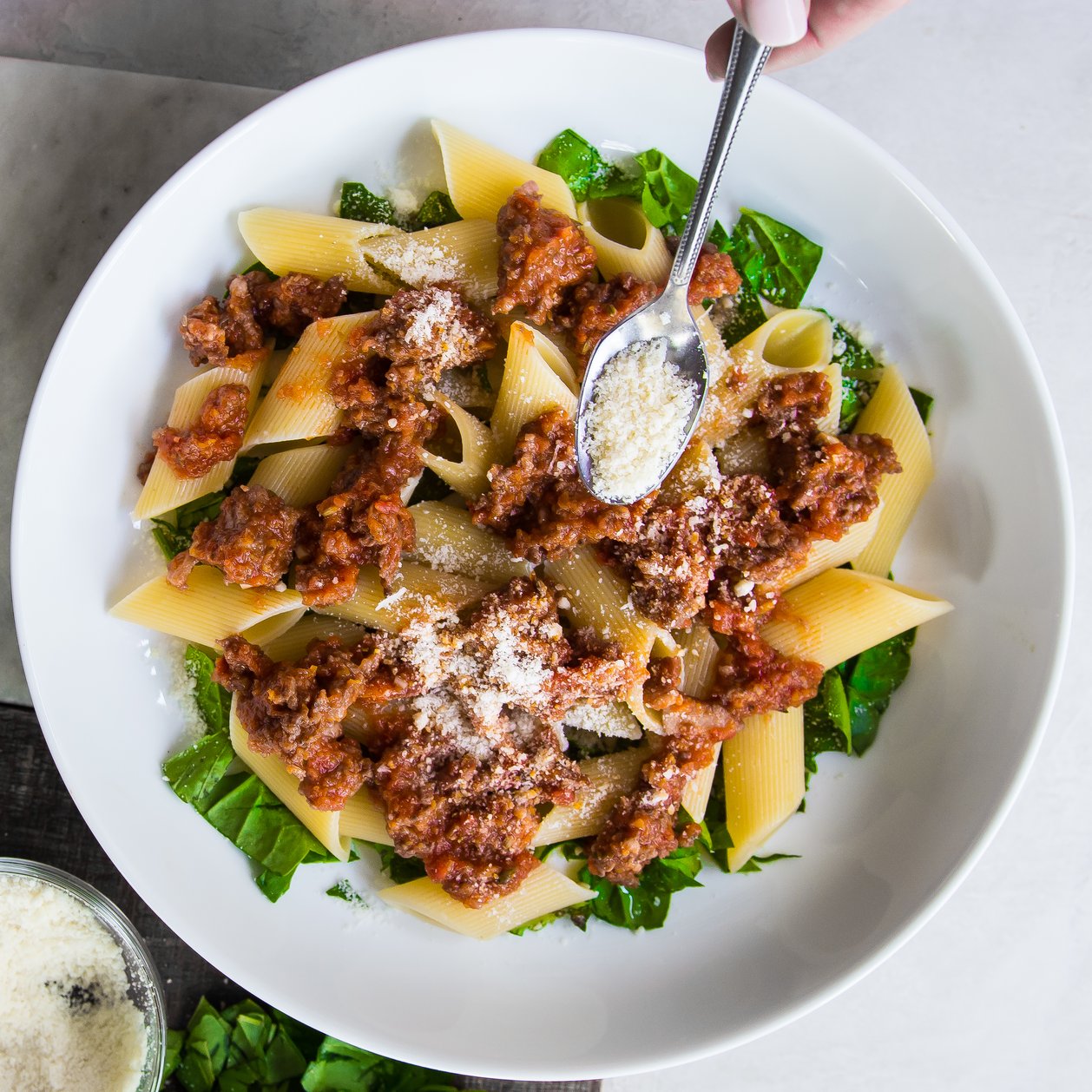 APLK: Sausage Bolognese with Spinach